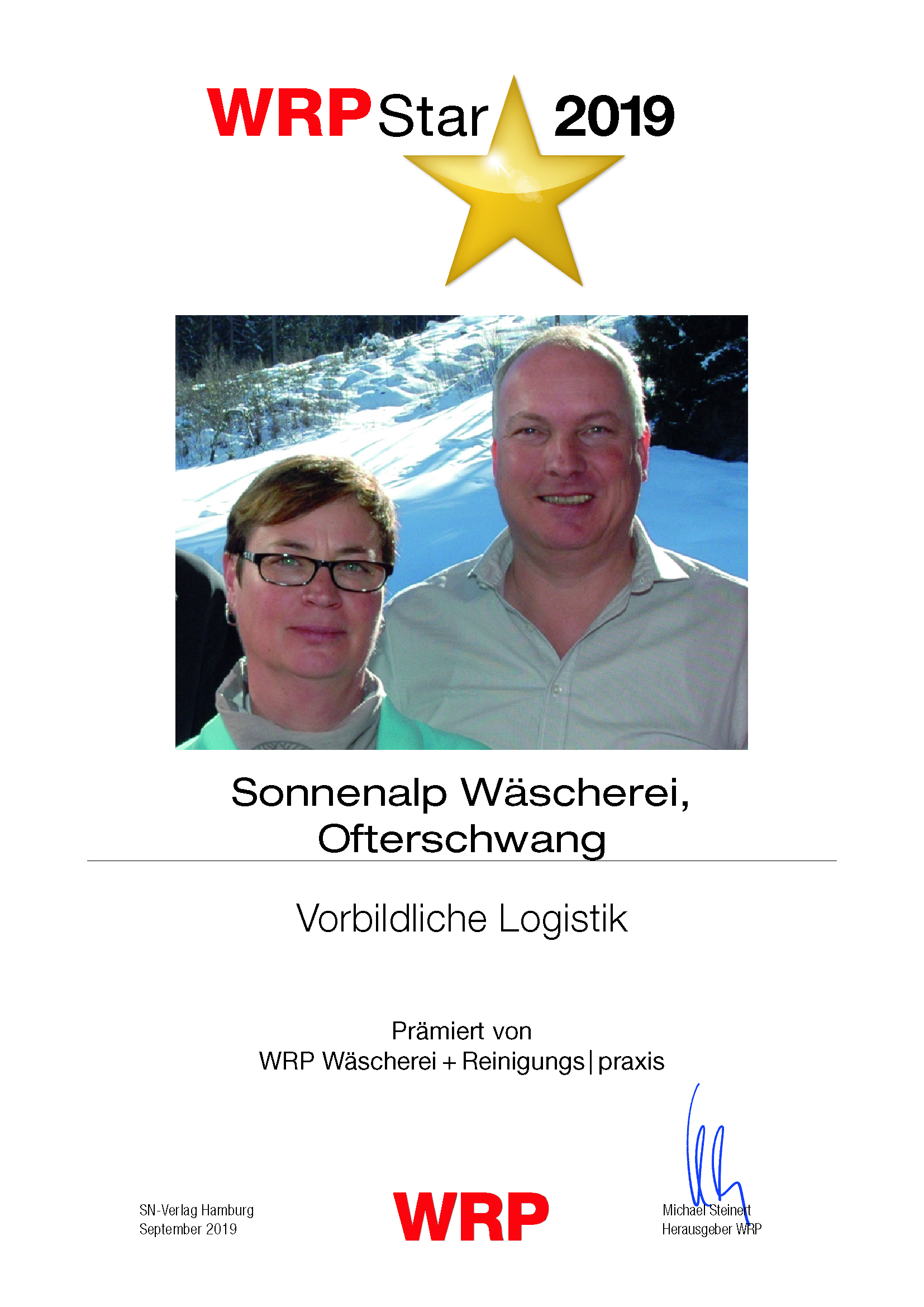 Sonnenalp Wäscherei-Parkett Star Urkunde Sonnenalp Wäscherei