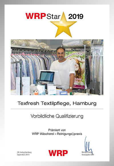 Texfresh Textilpflege-Parkett Star Urkunde Texfresh Textilpflege