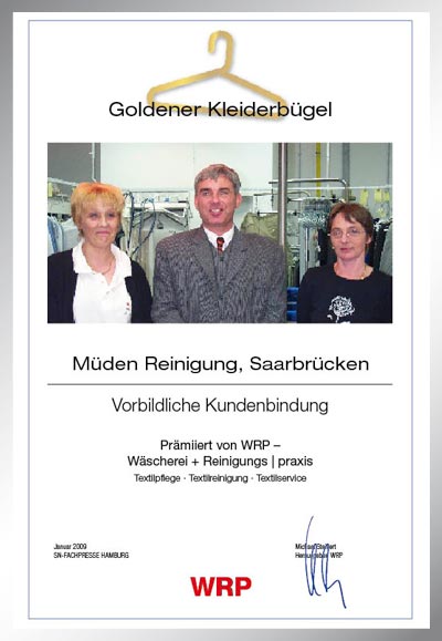 Müden Reinigung-Parkett Star Urkunde Müden Reinigung