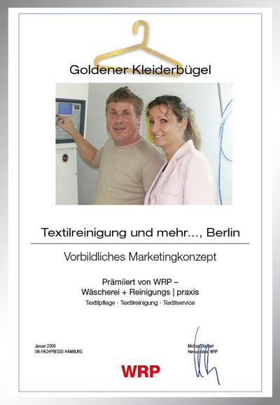 Textilreinigung und mehr...-Parkett Star Urkunde Textilreinigung und mehr...